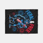 可愛いビッグフットFeralが7月の無料4th若い男性 フリースブランケット (正面(横))