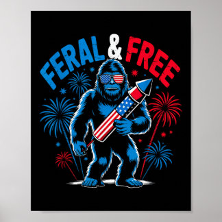 可愛いビッグフットFeralが7月の無料4th若い男性 ポスター