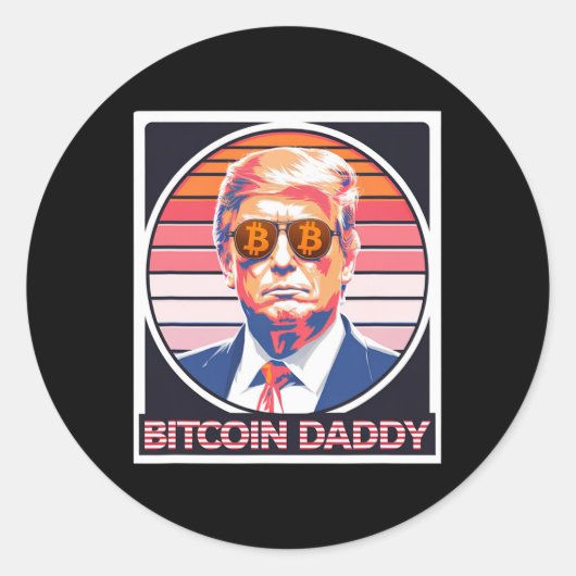 可愛いビットコインDaddyトランプ暗号キングインターネットマネー ラウンドシール (正面)