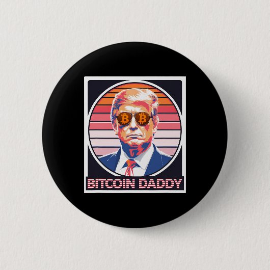 可愛いビットコインDaddyトランプ暗号キングインターネットマネー 缶バッジ (正面)