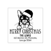 可愛いビルマ猫差出人住所クリスマス ラバースタンプ (インプリント)