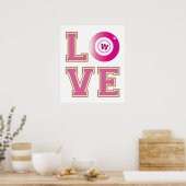 可愛いビンゴ恋人あなたのイニシャルを追加 ポスター (キッチン)