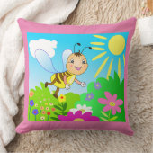 可愛いビーおもしろいと花を漫画 クッション (ブランケット)