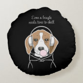可愛いビーグルと冷たいドおもしろいッグ ラウンドクッション (裏面)