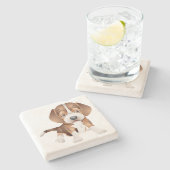 可愛いビーグルママ犬の恋人パピーパパ漫画パップ ストーンコースター (横)