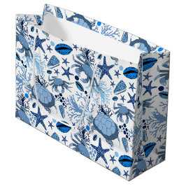 可愛いビーチのカニのパターンパーティーバッグ ラージペーパーバッグ