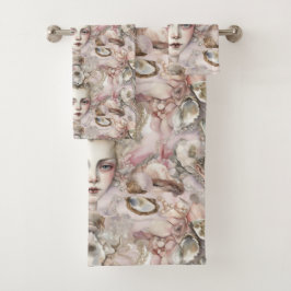 可愛いビーチの人魚の貝殻 バスタオルセット