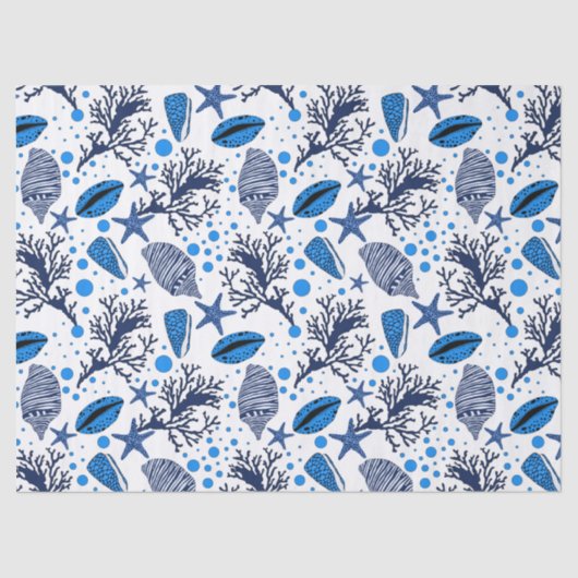 可愛いビーチの貝殻の珊瑚模様 薄葉紙 (正面)