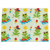 可愛いビーチカエル柄パーティー ラージペーパーバッグ (正面)