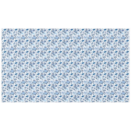 可愛いビーチガニとウミガメ柄のテーブルクロス テーブルクロス (正面(横))