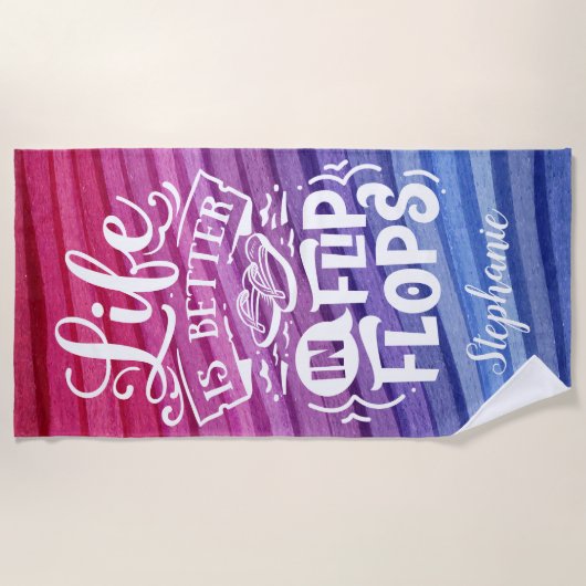 可愛いビーチサンダルは人生パーソナライズされた ビーチタオル (正面)