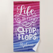 可愛いビーチサンダルは人生パーソナライズされた ビーチタオル (正面)