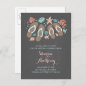 可愛いビーチサンダルビーチ結婚式保存日付 案内ポストカード (正面/裏面)