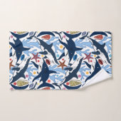 可愛いビーチシャークのタイル柄バスタオルセット バスタオルセット (ハンドタオル)