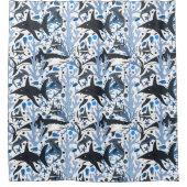 可愛いビーチシャーク柄タイル シャワーカーテン (正面)