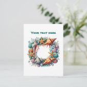 可愛いビーチシーシェルリースカスタマイズ ポストカード (スタンド正面)