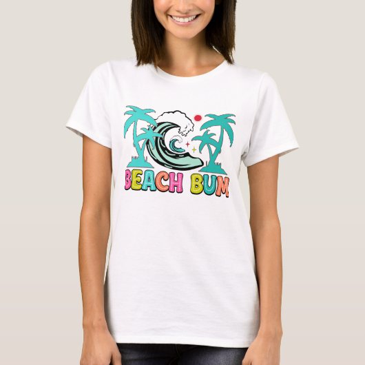 可愛いビーチバムのワードアート Tシャツ (正面)