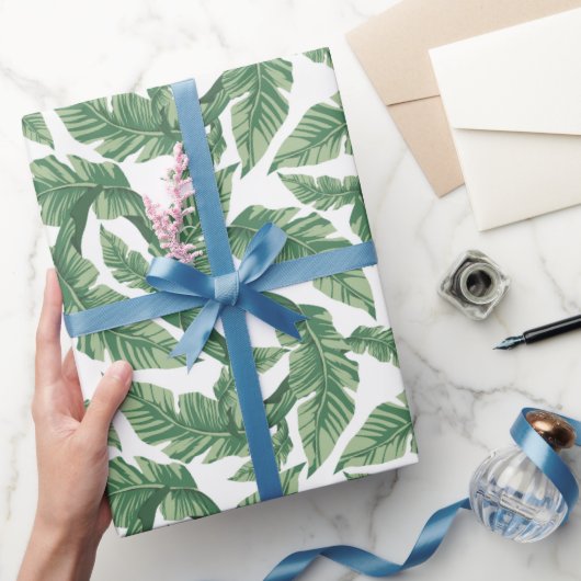 可愛いビーチ熱帯葉の模様パーティー ラッピングペーパー (ギフト)