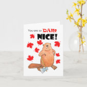 可愛いビーバーは本当にダム素晴らしいカナダ感謝してい人だ カード (黄色い花)