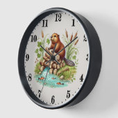 可愛いビーバー好きのウッドランド動物 壁時計 (傾斜)