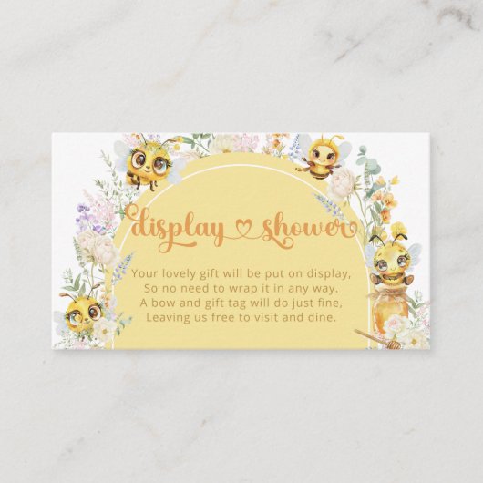 可愛いビーベビー赤ちゃんシャワー表示シャワー エンクロージャーカード (正面)