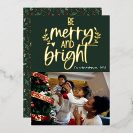 可愛いビーメリーと明るいフォトフォイルのホリデーカード 箔シーズンカード