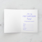 可愛いビー漫画かわいいベビー最初の誕生日パーティー 招待状 (内部)