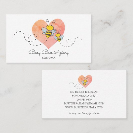 可愛いビー養蜂家ロゴ名刺 名刺 (正面/裏面)