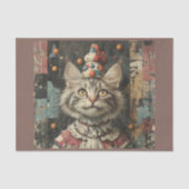 可愛いピエロ猫の木絵を描の壁- 薄葉紙 (正面)