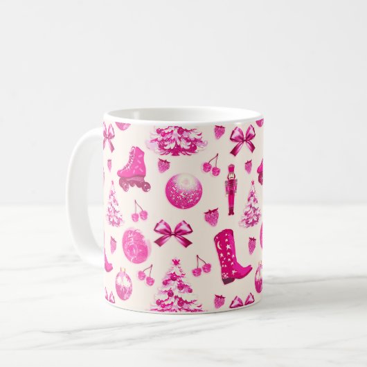 可愛いピガーリーッ名門私立校風のクのクリスマスパターン コーヒーマグカップ (正面左)