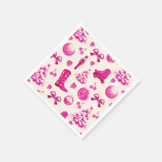 可愛いピガーリーッ名門私立校風のクのクリスマスパターン スタンダードカクテルナプキン (角)