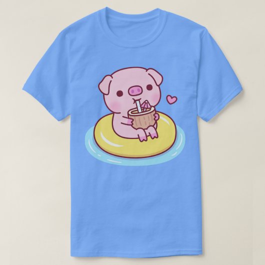 可愛いピギーGプールフロートと飲みココナッツワ Tシャツ (デザイン正面)