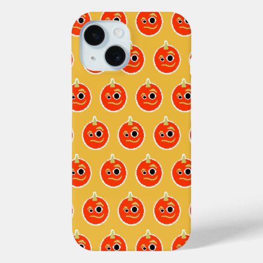 可愛いピクスドオレンジのモンスター顔装飾用クッション Case-Mate iPhoneケース (裏面)