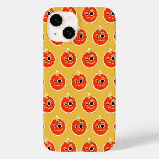 可愛いピクスドオレンジのモンスター顔装飾用クッション Case-Mate iPhoneケース (裏面)