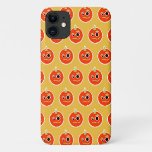 可愛いピクスドオレンジのモンスター顔装飾用クッション iPhone 11 ケース
