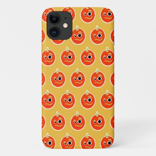 可愛いピクスドオレンジのモンスター顔装飾用クッション Case-Mate iPhoneケース (裏面)
