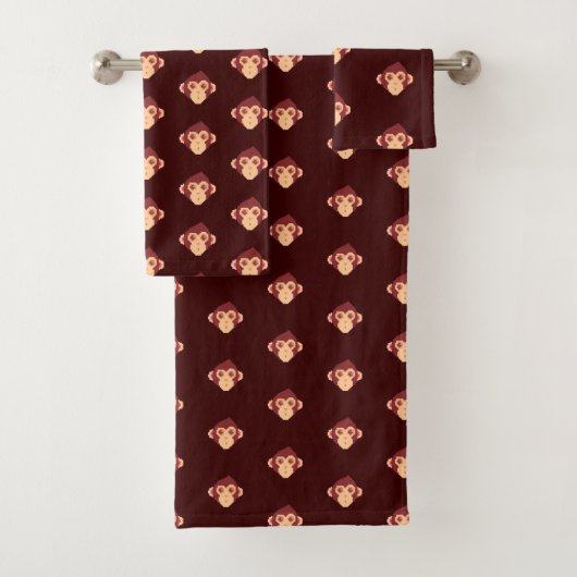 可愛いピクセル化されたサル顔ノートブックHPノートパソコンのスキン バスタオルセット (インサイチュ)