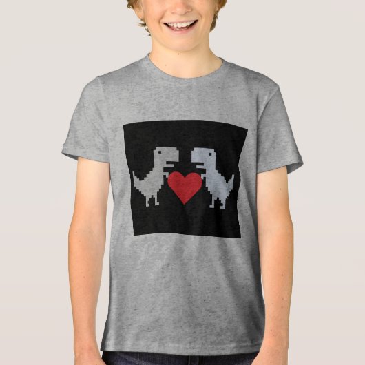 可愛いピクセル恐竜ラブキッズTシャツ – おもしろいギフト トライブレンドＴシャツ (正面)