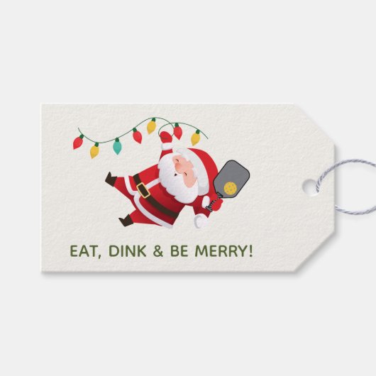 可愛いピクレボールサンタホワイトのクリスマスフォト ギフトタグ (正面(横))