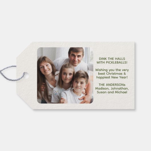 可愛いピクレボールサンタホワイトのクリスマスフォト ギフトタグ (裏面横)