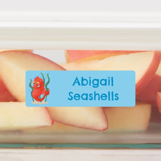 可愛いピグミーシーホースパーソナライズされた漫画 ラベル (貼付)