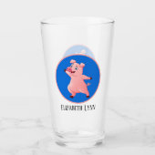 可愛いピグ好きの人がガラスを加える タンブラーグラス (正面)