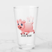 可愛いピグ好きの人がガラスを加える タンブラーグラス (裏面)