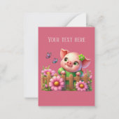 可愛いピグ好きの人がメッセージを追加 ノートカード (正面)