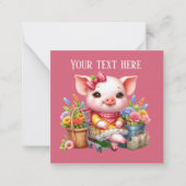 可愛いピグ好きの人がメッセージを追加 ノートカード (正面)