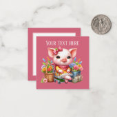 可愛いピグ好きの人がメッセージを追加 ノートカード (正面/裏面インサイチュ)