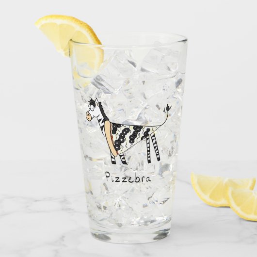 可愛いピザゼブラおもしろいキッズマンガ タンブラーグラス (アイス正面)