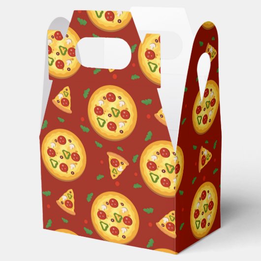 可愛いピザパーティーのタイル模様 フェイバーボックス (オープン)