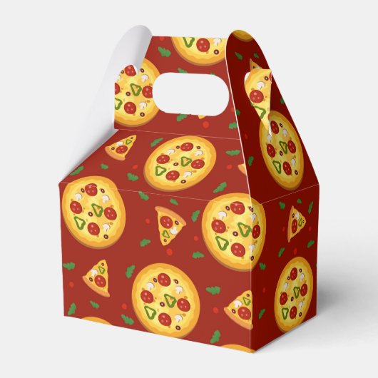 可愛いピザパーティーのタイル模様 フェイバーボックス (正面サイド)