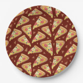 可愛いピザ好きのパーティーが並んだ ペーパープレート (正面)